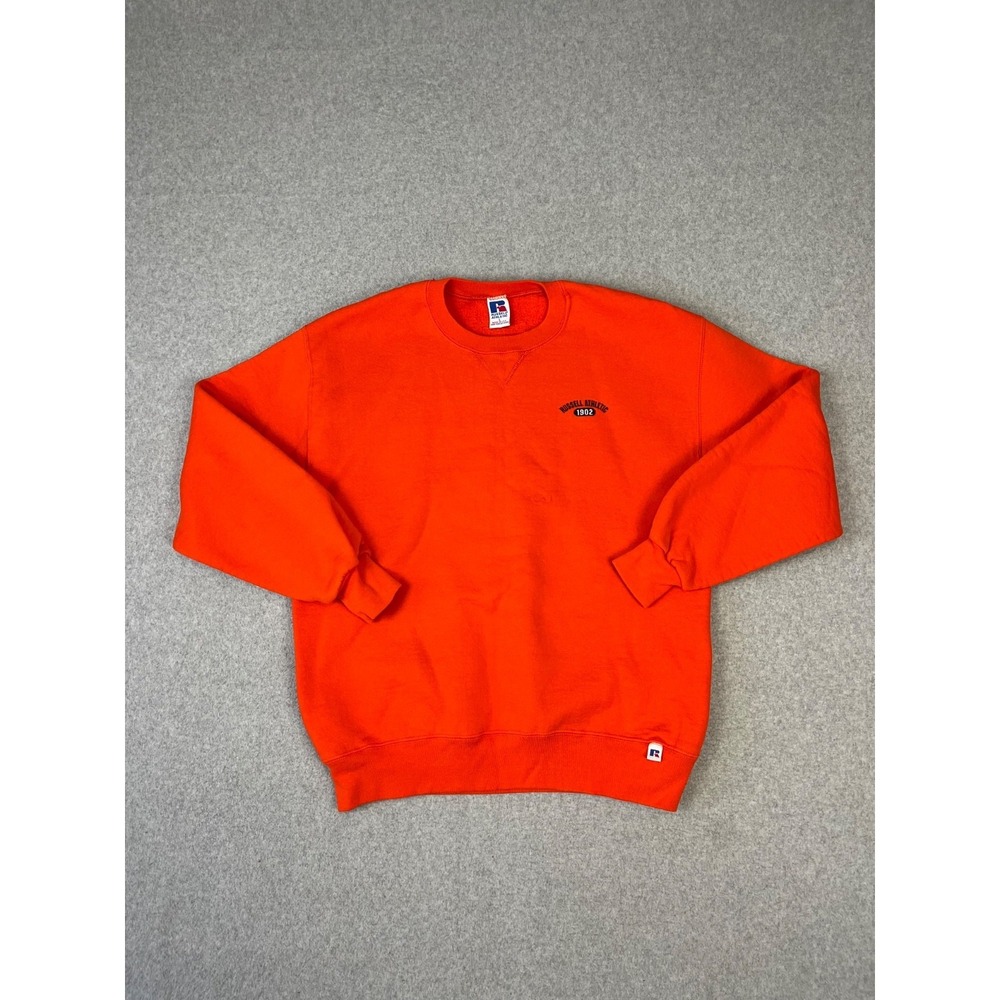Vintage Russell Athletic Sweatshirt Mens L Orange 90s Long Sleeve Crew Made USA